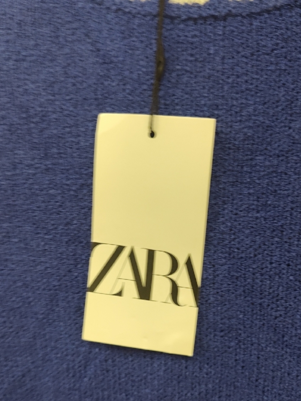 Zara Royal Blue Short Sleeve Knit Top with White Stitching - Picture 6 of 7